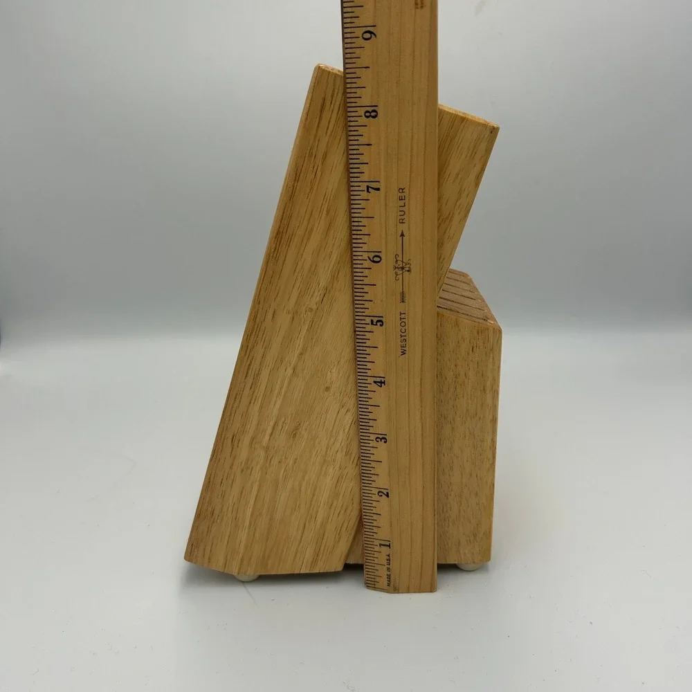Ginsu Knife Block Holder 11 Slot Natural Wood Blond Solid Butcher
